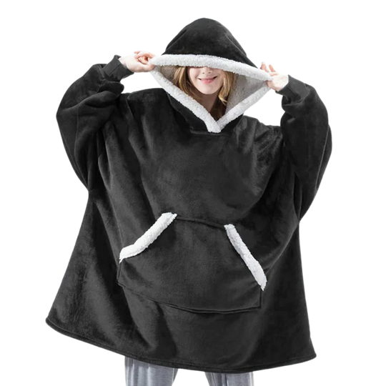 Oversized Fleece Hoodie Blanket with Pocket