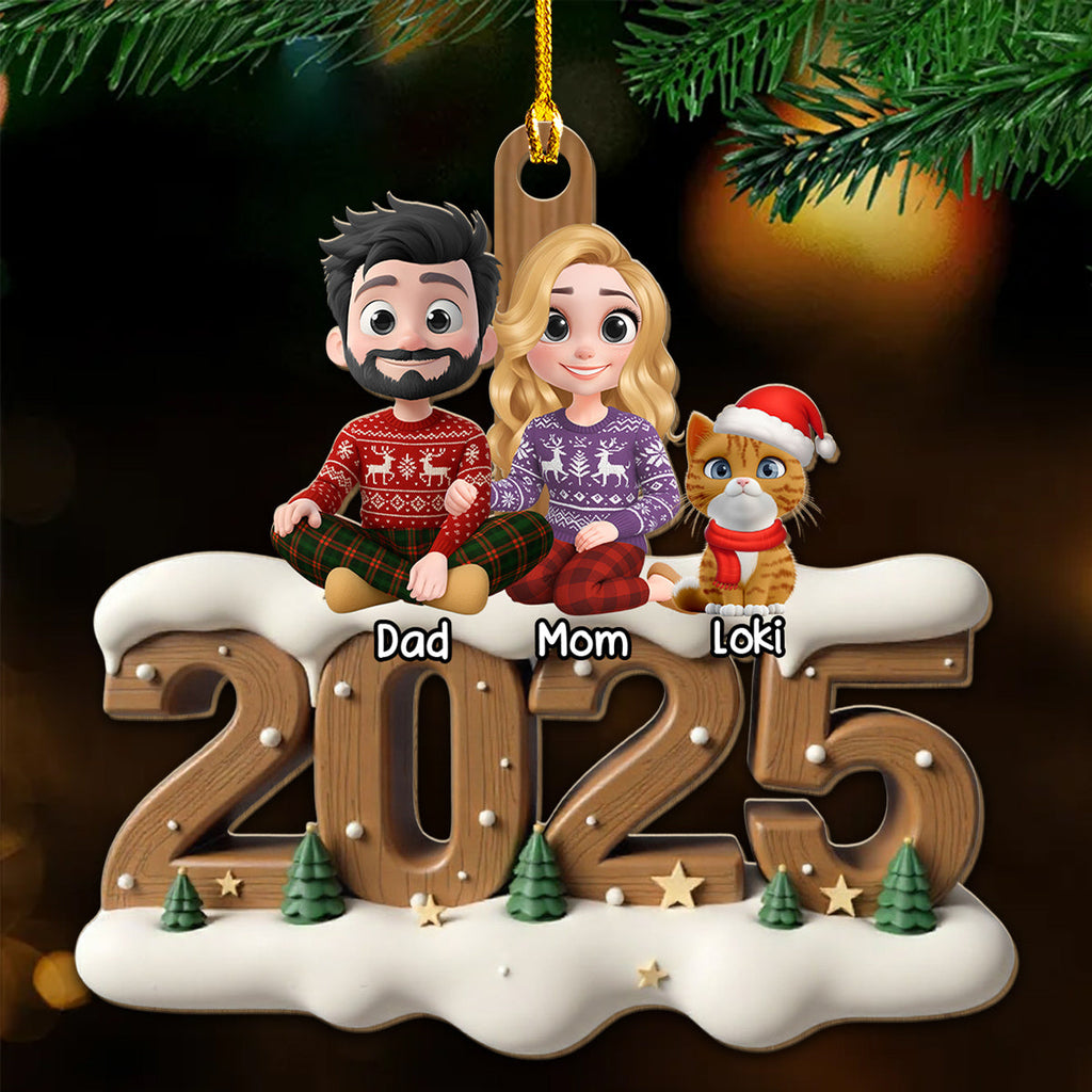 As A Family With Cats - Personalized Custom 3D Effect Wood Ornament