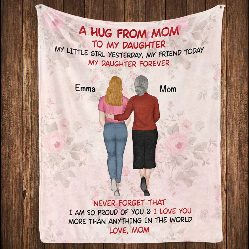 A Hug From Mom - Personalized Custom Fleece Blanket