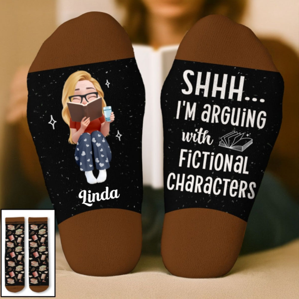 Arguing With Fictional Characters - Personalized Custom Crew Socks