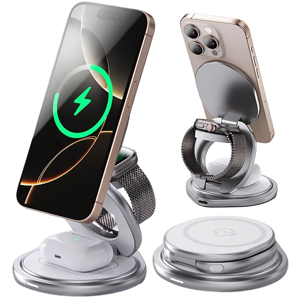 Wireless Charging Station with Foldable Stand