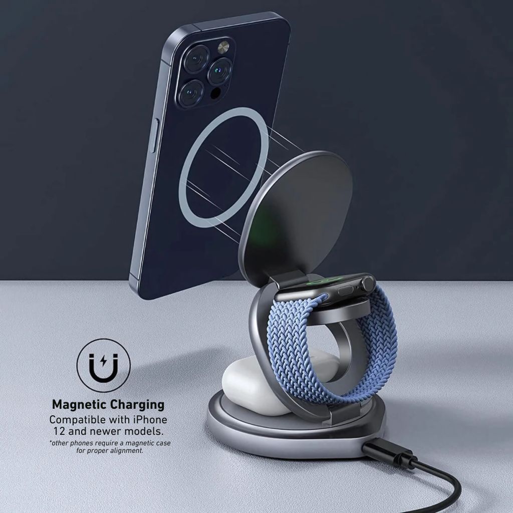 Wireless Charging Station with Foldable Stand