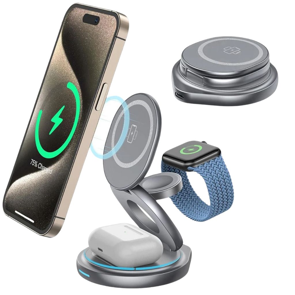 Wireless Charging Station with Foldable Stand