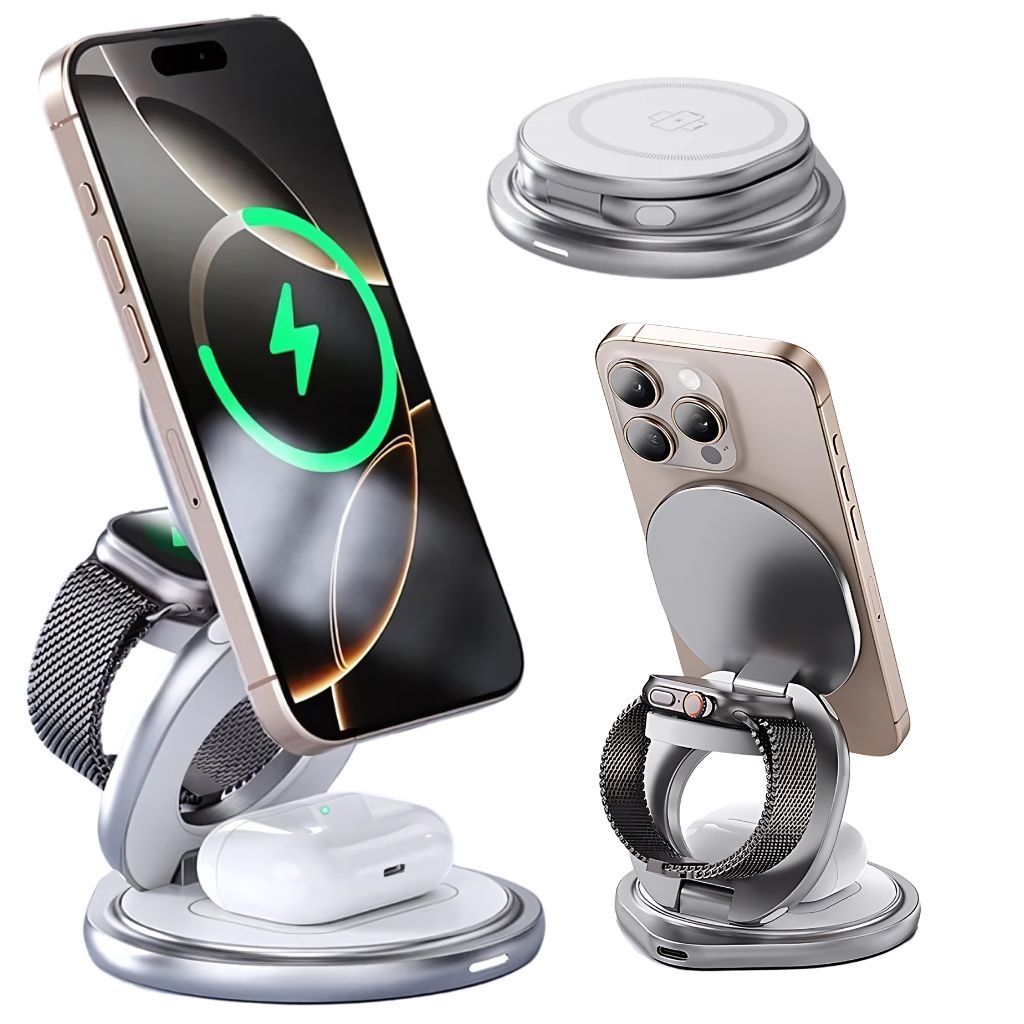 Wireless Charging Station with Foldable Stand