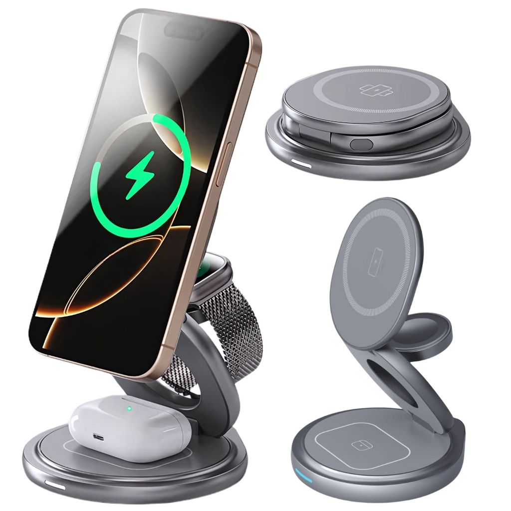 Wireless Charging Station with Foldable Stand