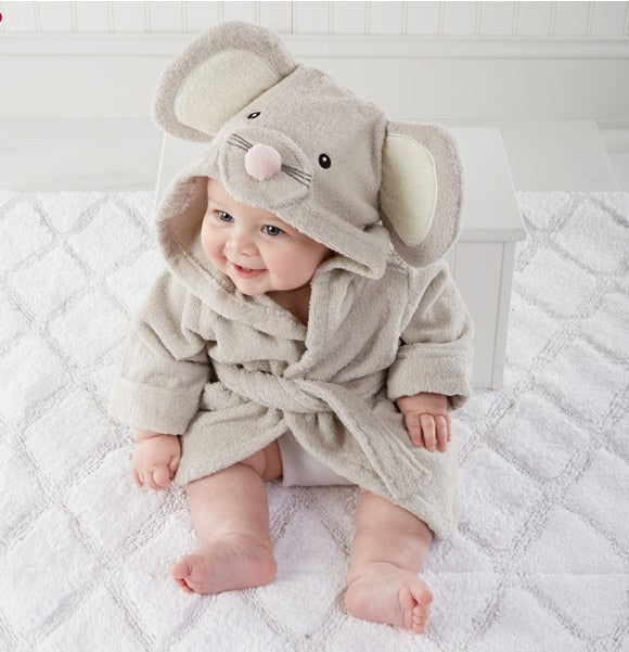 Baby Bathrobe Cotton Hooded Animal Towel