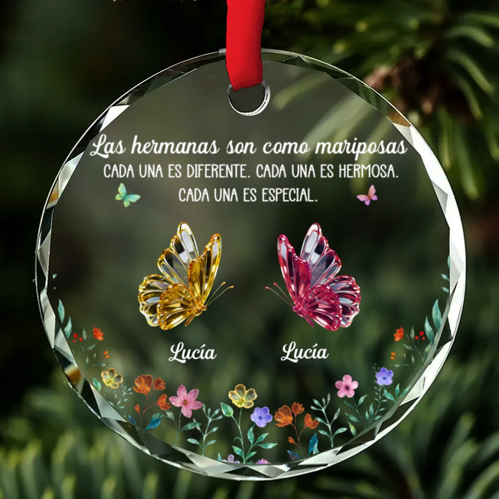 Amor Festivo entre Hermanas - Adorno de Cristal Personalizado