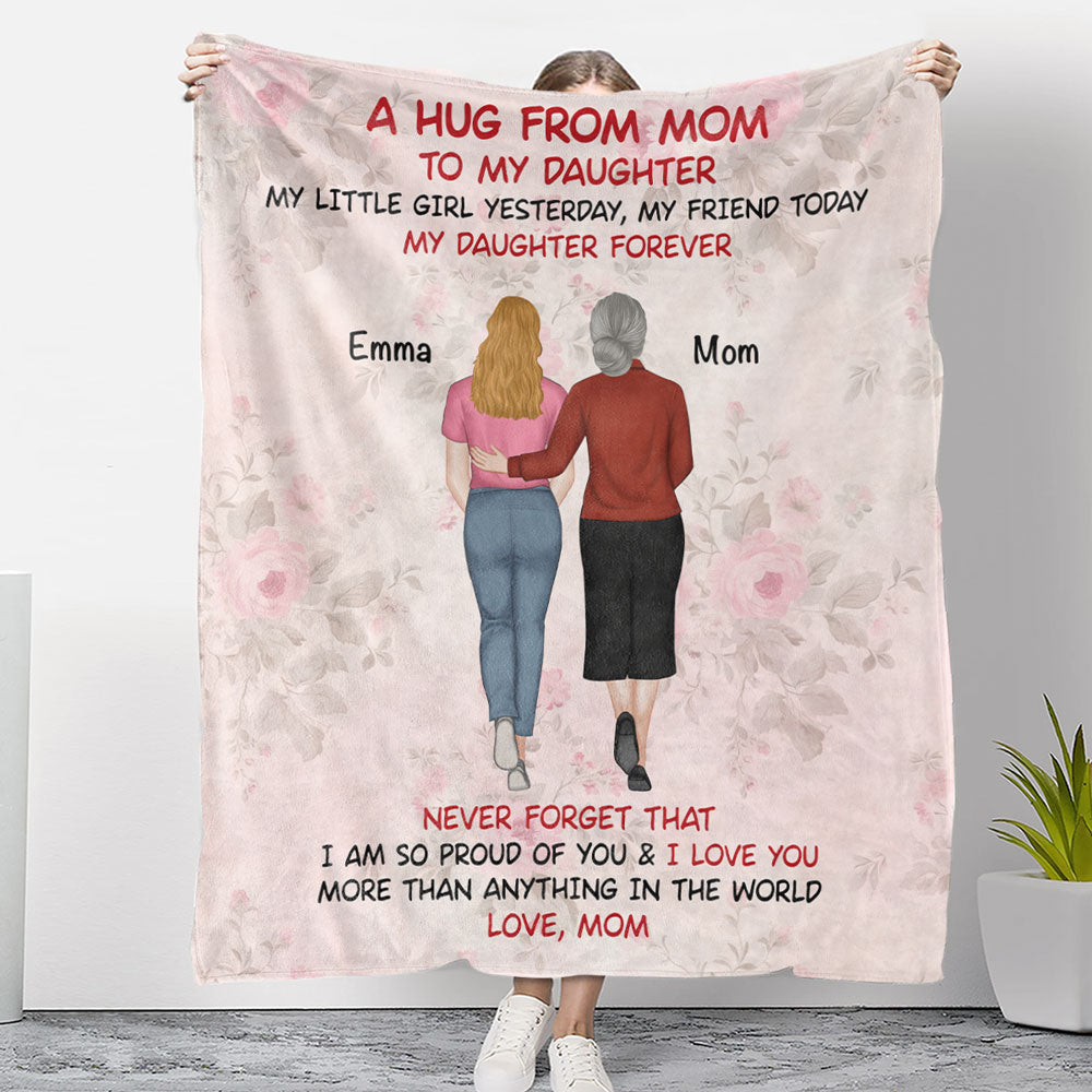 A Hug From Mom - Personalized Custom Fleece Blanket