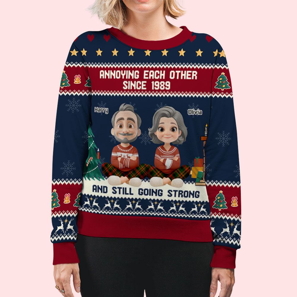 Annoying Each Other Christmas Ver 2 - Personalized Custom All-Over-Print Sweatshirt