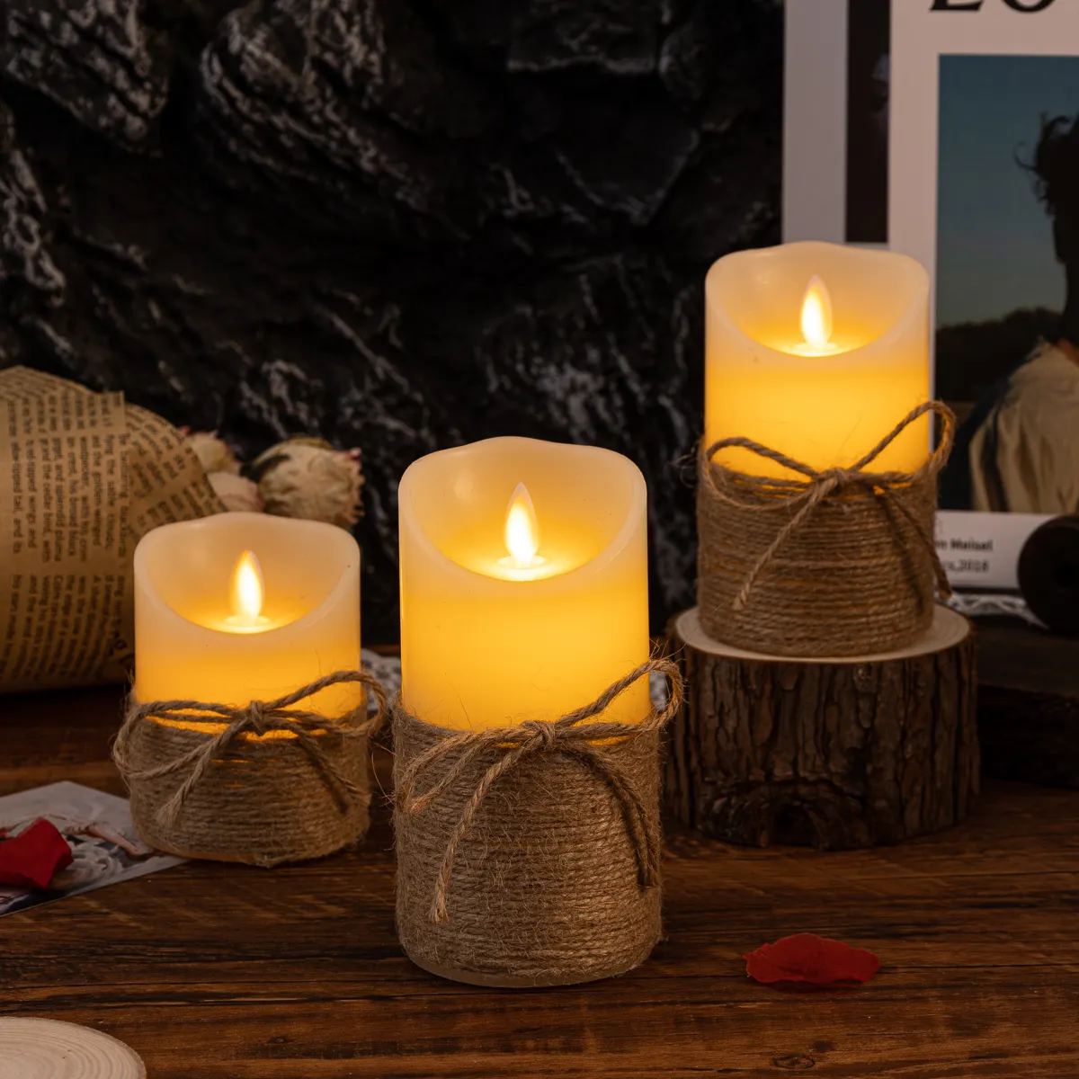 LED Pillar Candles Flickering Flame Effect