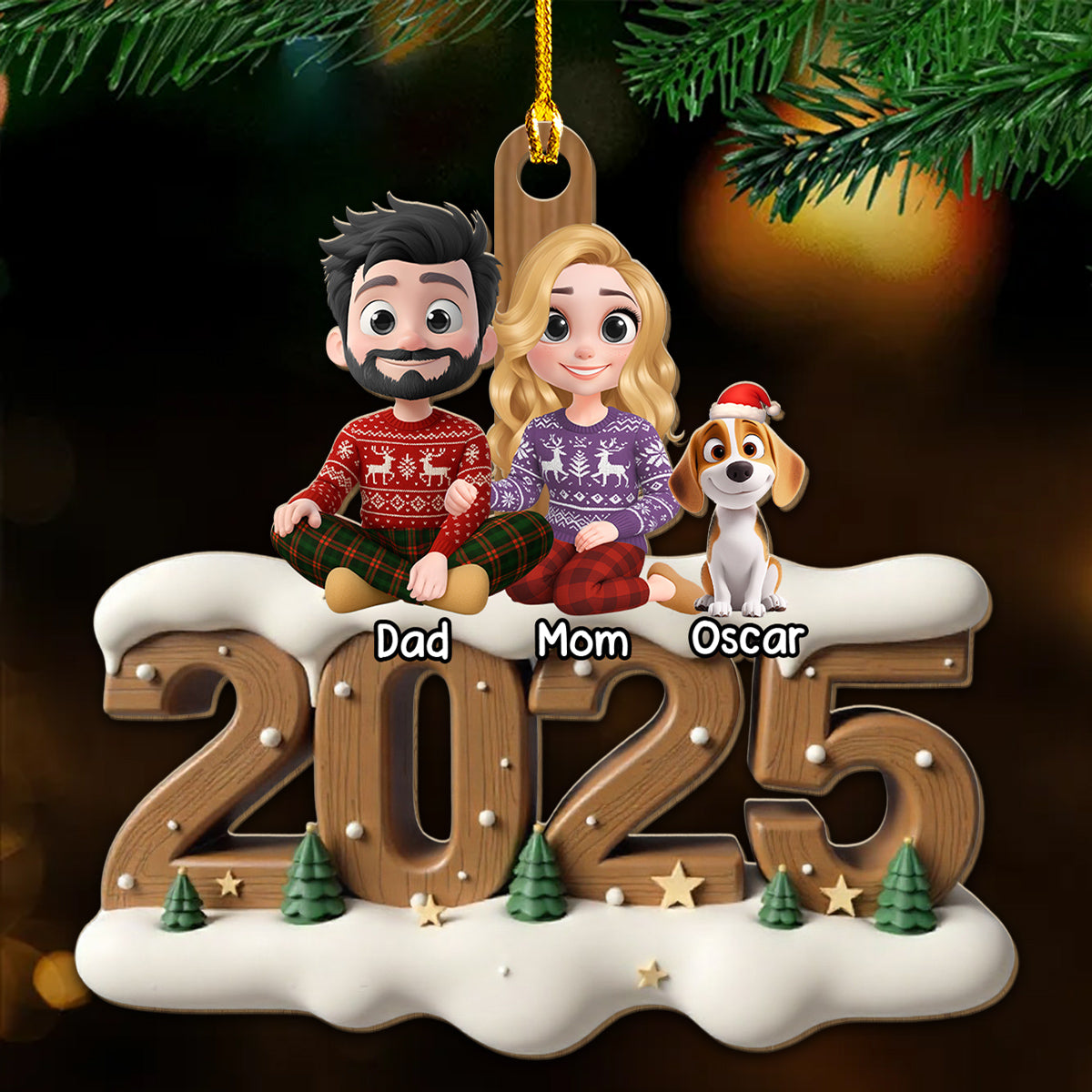 As A Family Onwards Extended Ver - Personalized Custom 3D Effect Wood Ornament