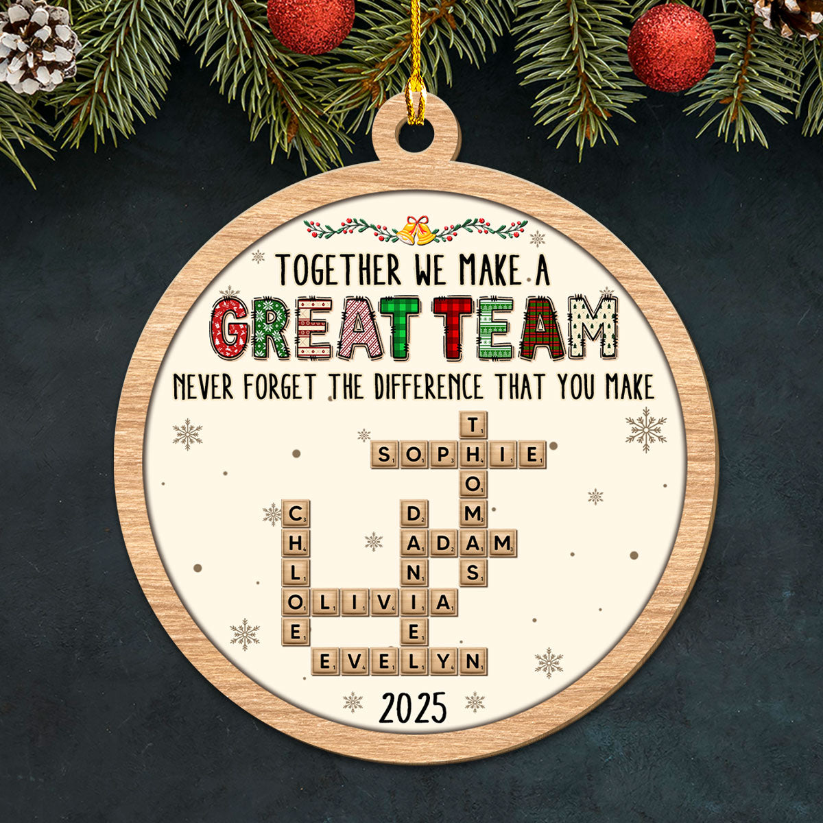 Amazing Team - Personalized Custom 3D Effect Wood Ornament