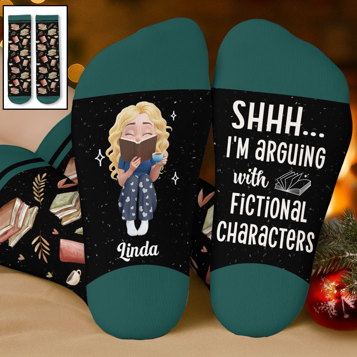 Arguing With Fictional Characters - Personalized Custom Crew Socks