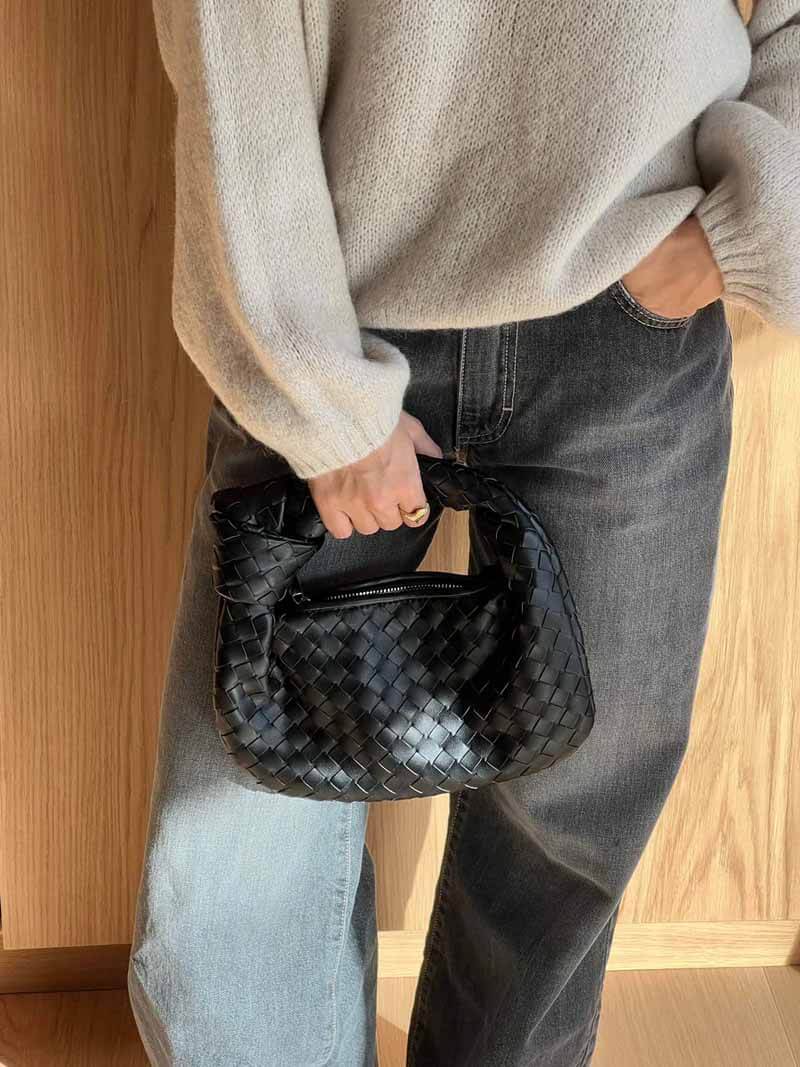 Handbag Vegan Leather Woven Shoulder Bag