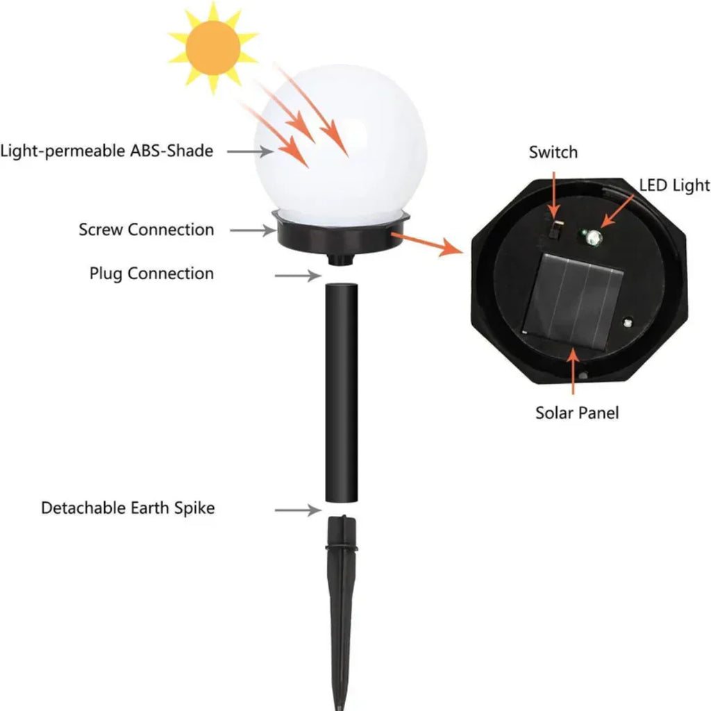 Solar Garden Lights with Waterproof Globe Design