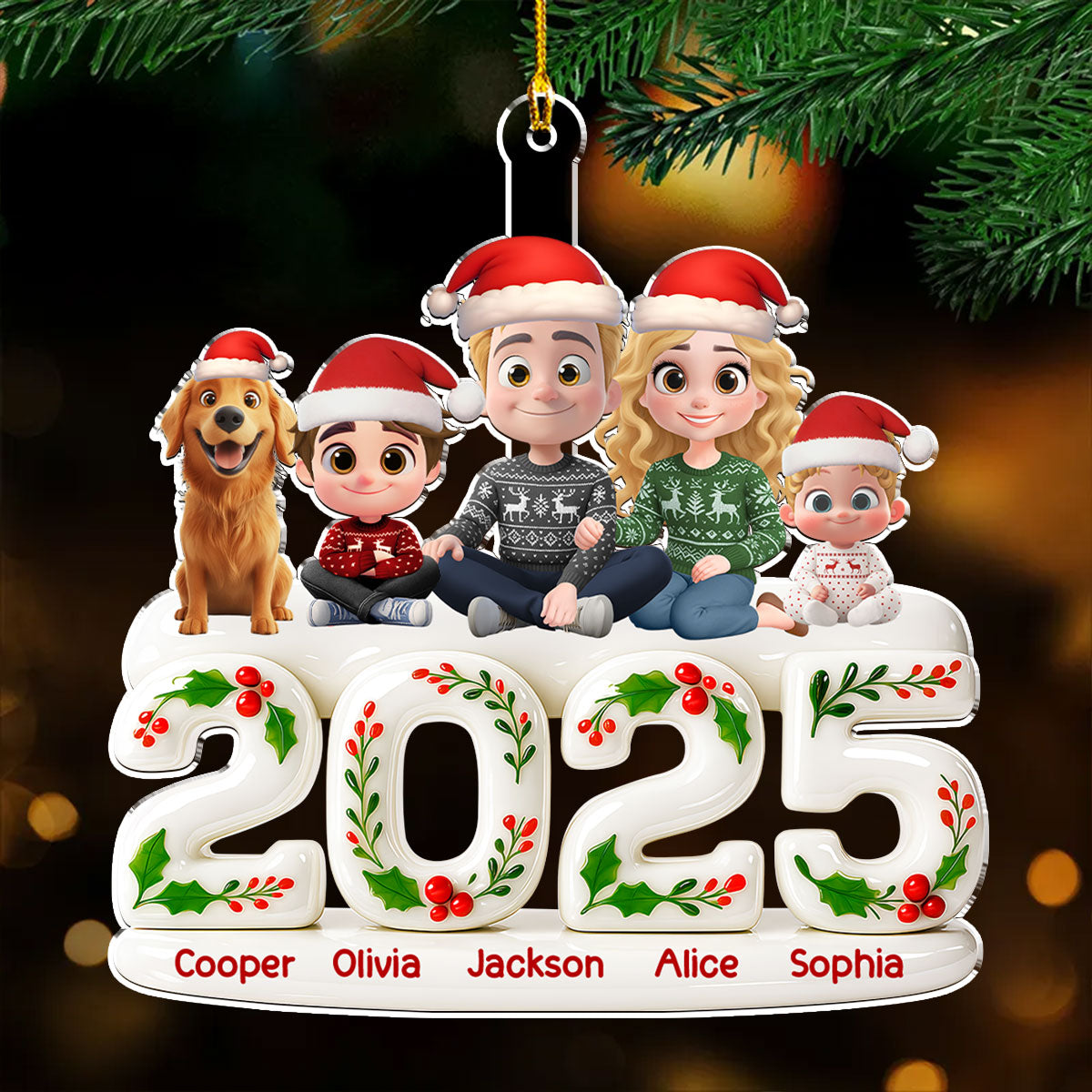 Whole Family Hunt Rewards - Personalized Custom 3D Effect Acrylic Ornament
