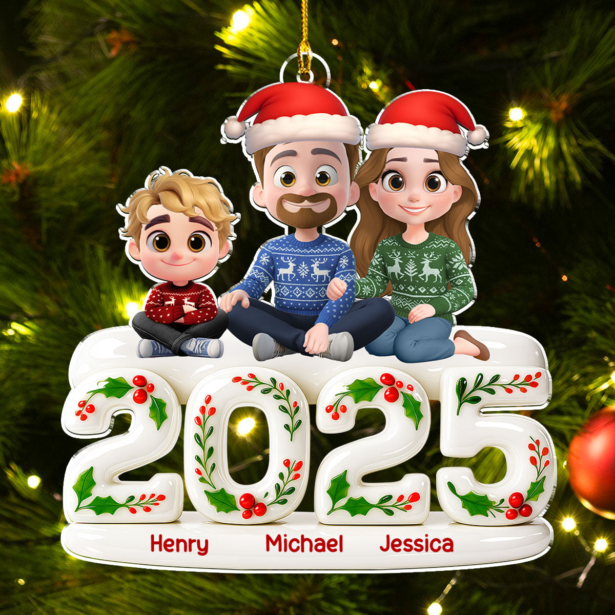 Whole Family Hunt Rewards - Personalized Custom 3D Effect Acrylic Ornament