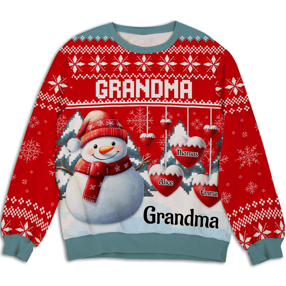 Snowman Kid And Grandma - Personalized Custom All-Over-Print Sweatshirt