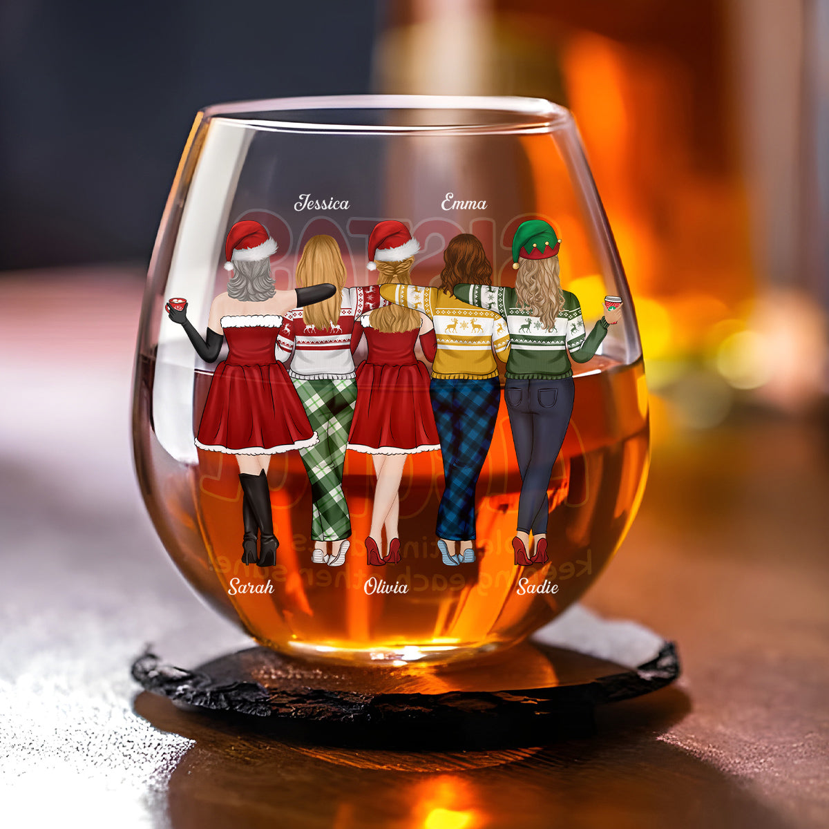 Alcohol Tolerating Christmas - Personalized Custom Wine Glass