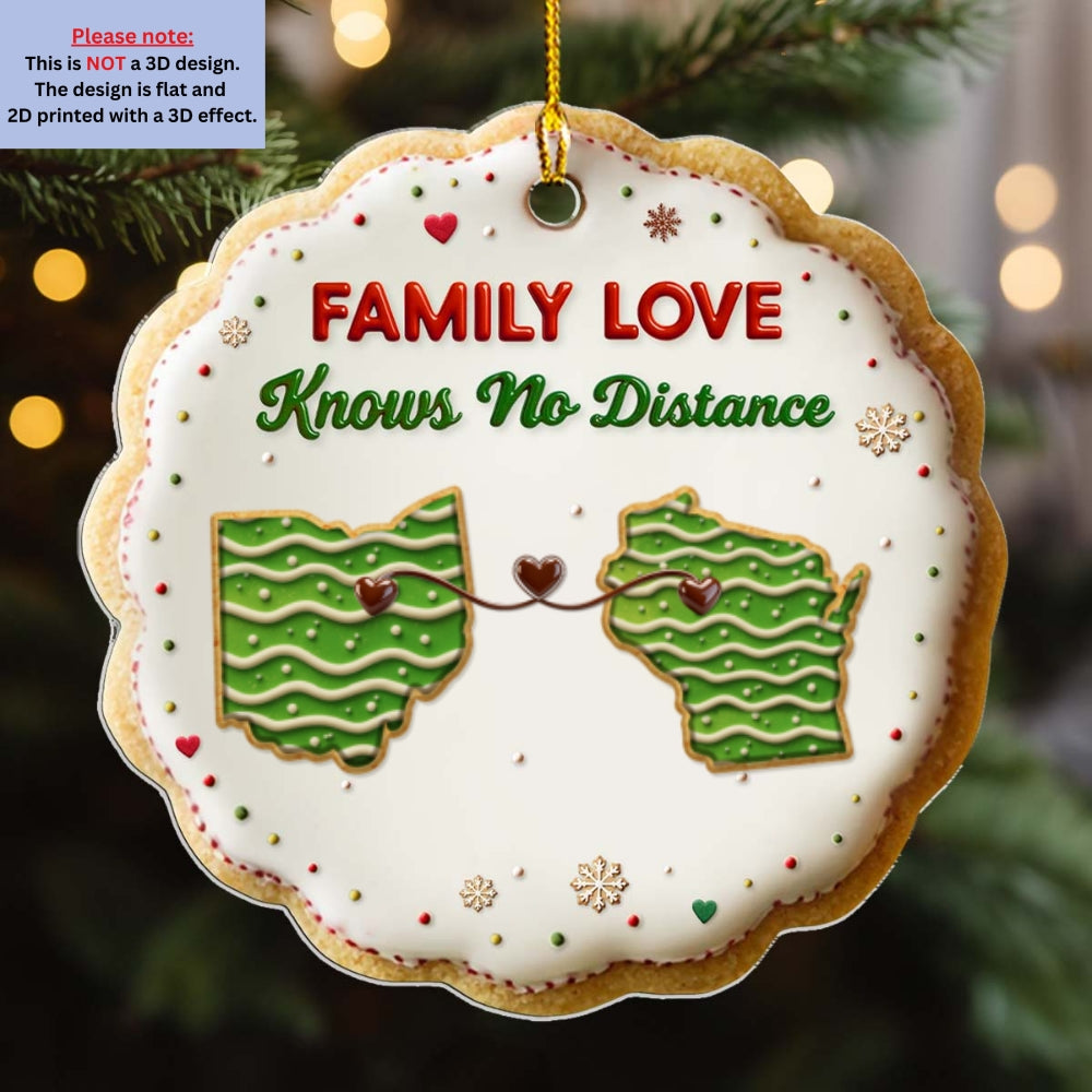 A Sweet Family Knows No Distance - Personalized Custom 3D Effect Acrylic Ornament