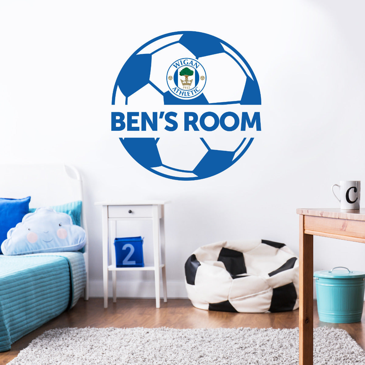 Wigan Athletic F.C. Ball & Personalised Name Wall Sticker