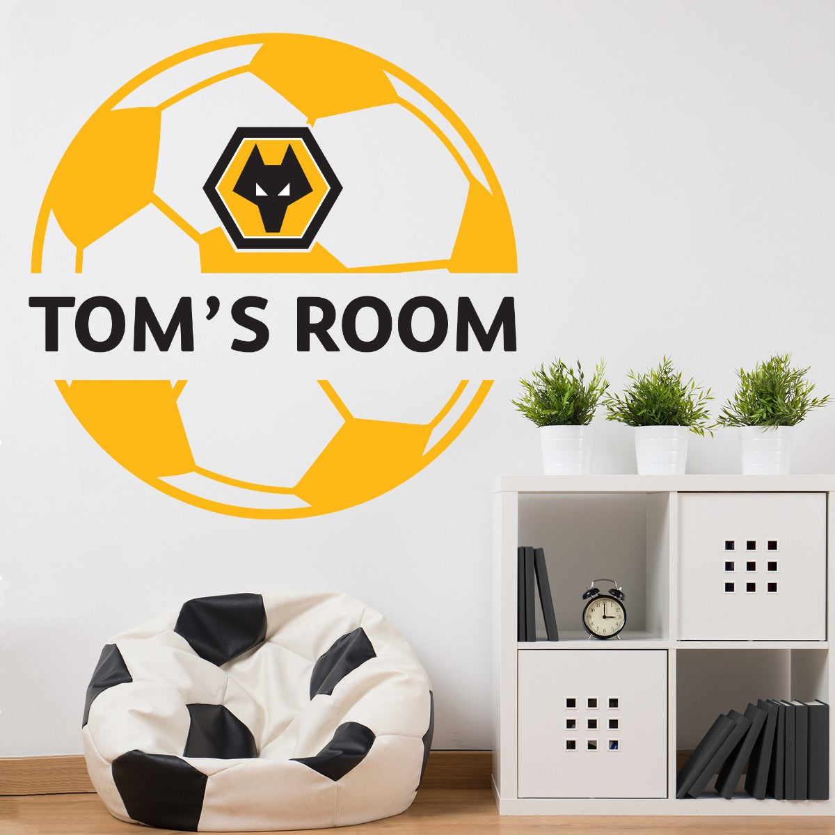 Wolverhampton Wanderers F.C. - Personalised Name & Ball Design Wall Art