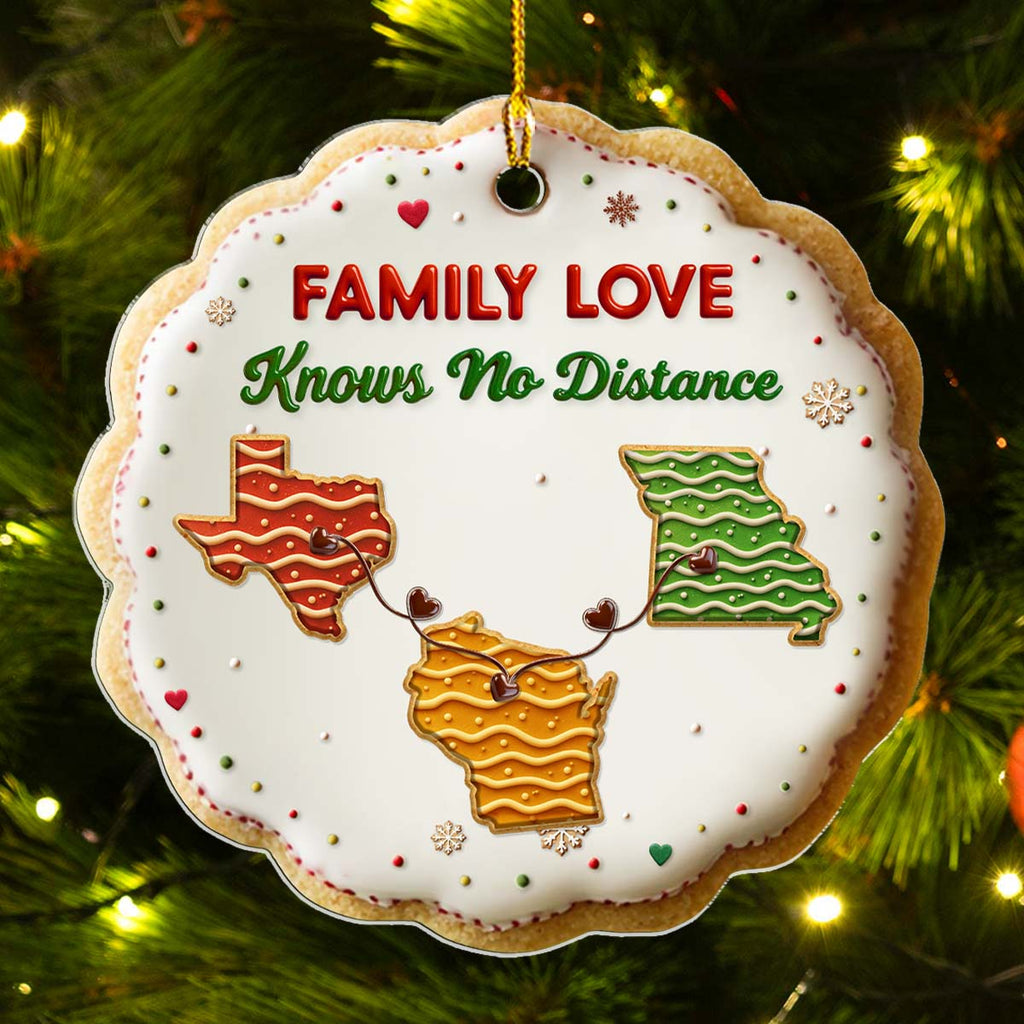 A Sweet Family Knows No Distance - Personalized Custom 3D Effect Acrylic Ornament