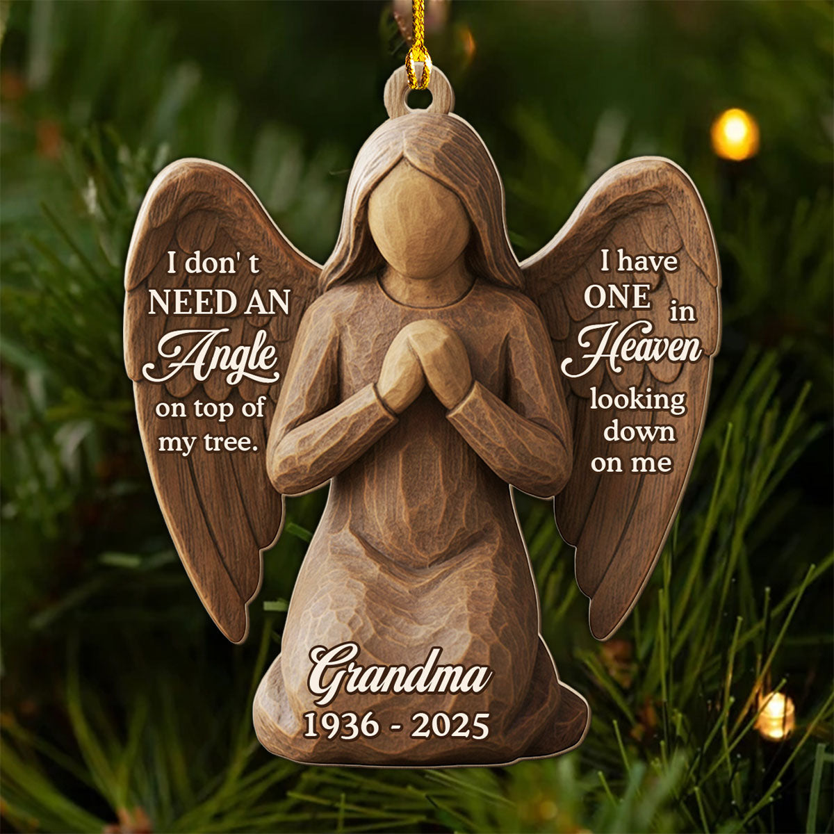 Angel In Heaven Looking Down - Personalized Custom 3D Effect Wood Ornament
