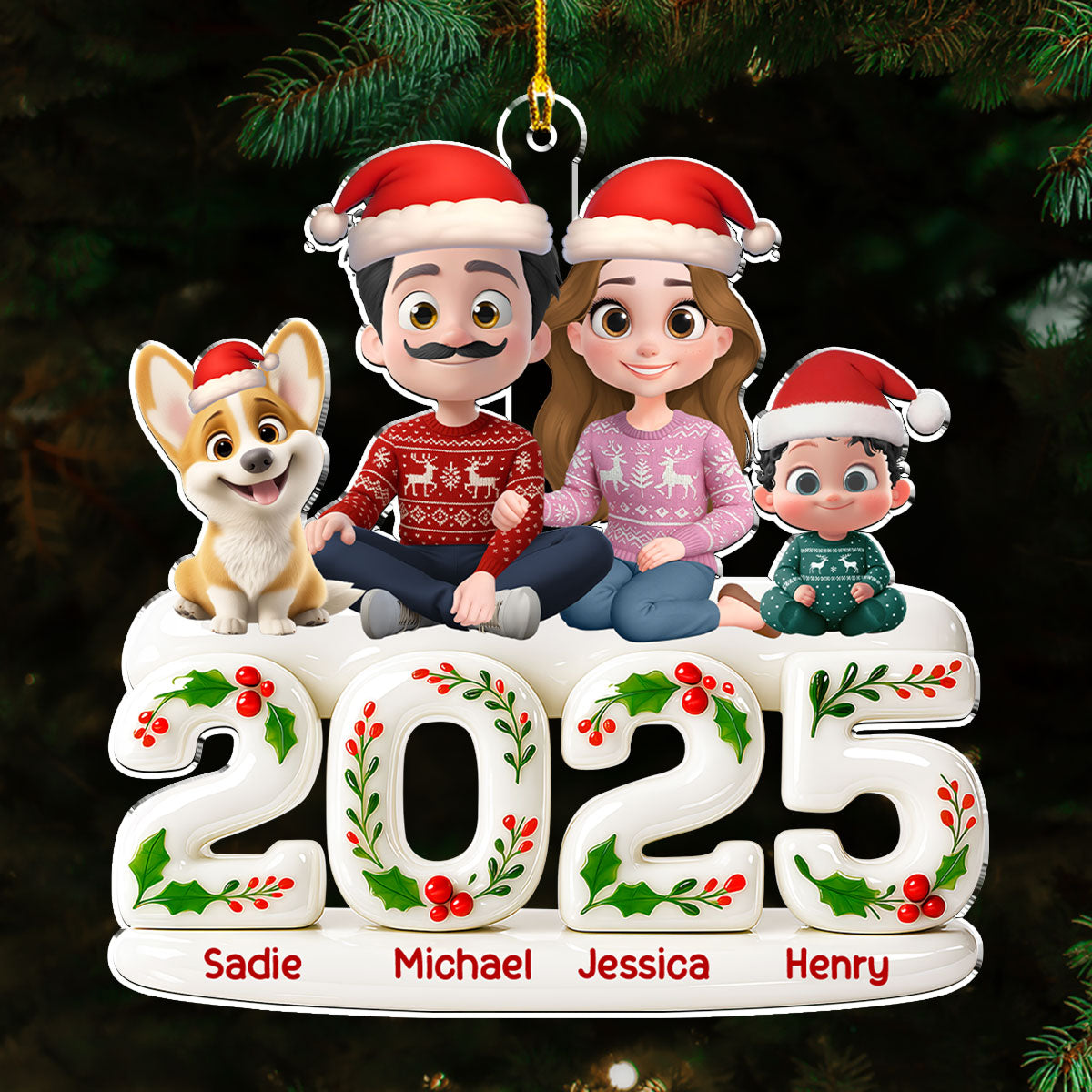 Whole Family Hunt Rewards - Personalized Custom 3D Effect Acrylic Ornament